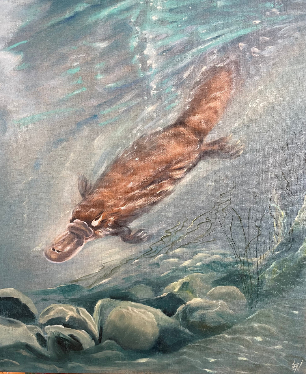 Deep Diver - Original Oil Painting