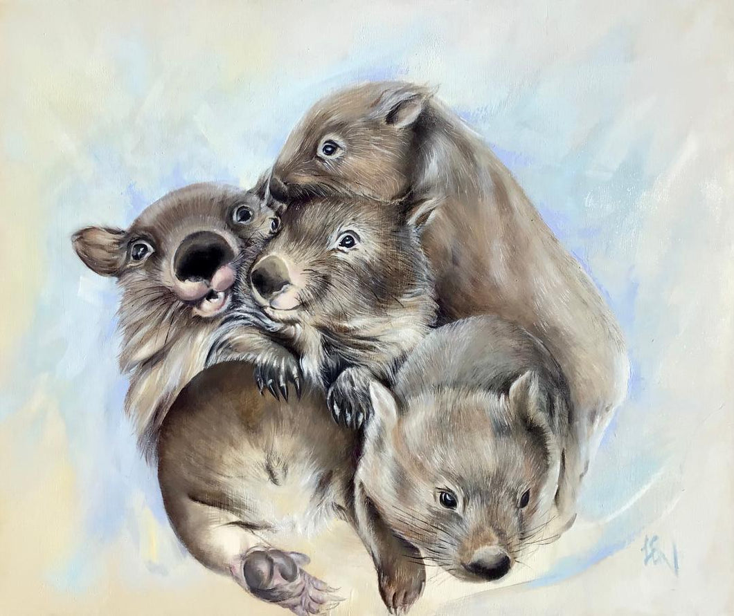 A Wisdom of Wibbly Wombats - Original Oil Painting  ***** SOLD ****
